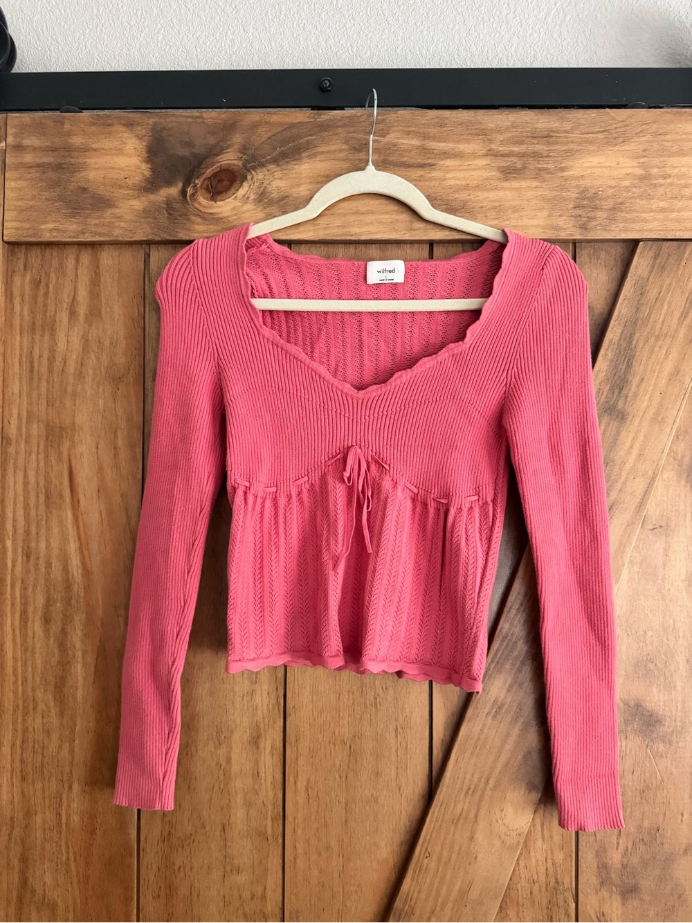 Aritzia Knit Soloist Long Sleeve Top Sz L - Picture 2 of 3